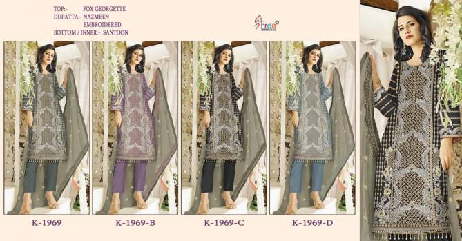 K 1969 By Shree Faux Georgette Pakistani Suits Wholesale Price In Surat